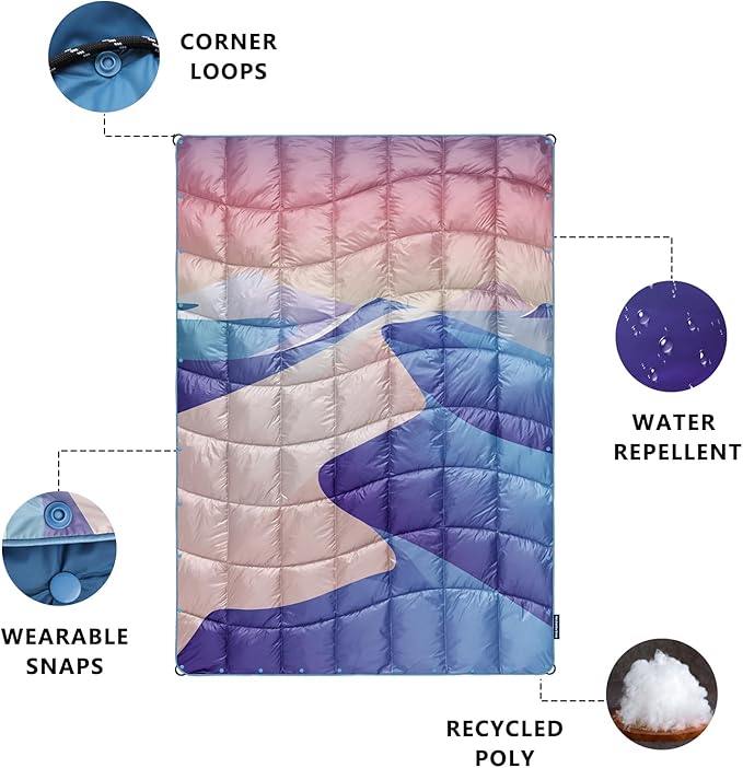 Camping Blanket, Puffy Down Alternative Blanket Lightweight Windproof for Outdoors,Hiking, Backpacking,Beach,Car,Picnic,Stadium