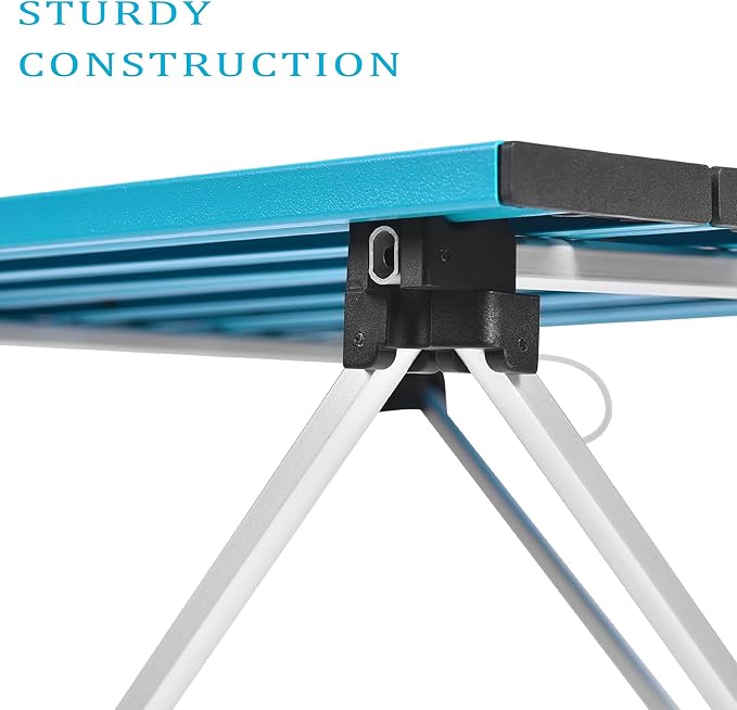 Grope Small Folding Camping Table with Aluminum Table Top, Beach Table for Sand with Carrying Bag,Prefect for Outdoor, Picnic, BBQ, Cooking, Festival (Deep Blue-M)