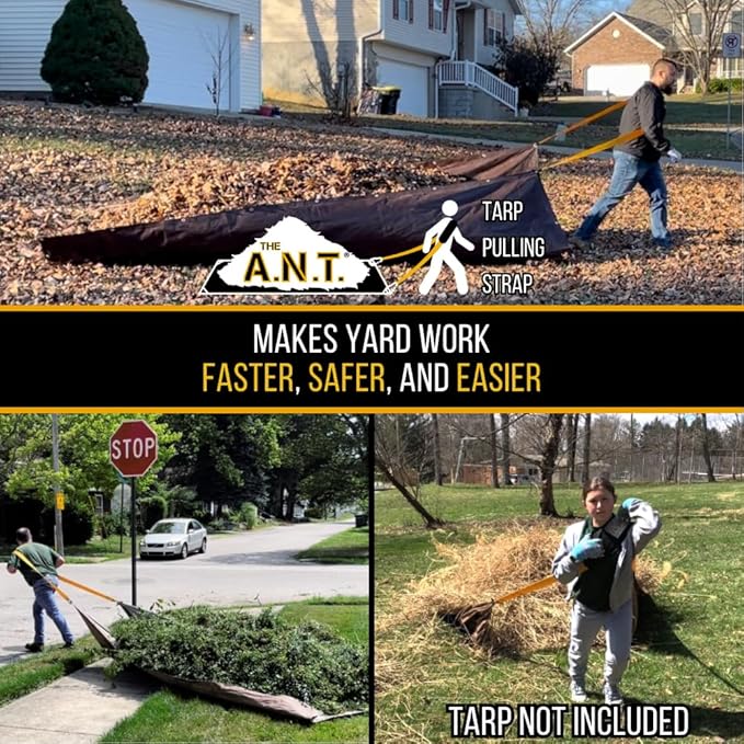 THE A.N.T. Tarp Tool - Heavy Duty Tarp Strap for Leaf and Yard Waste Compatible with Leaf Collector, Garden Tarps, Blower, Vacuum, Mulcher, Sweeper