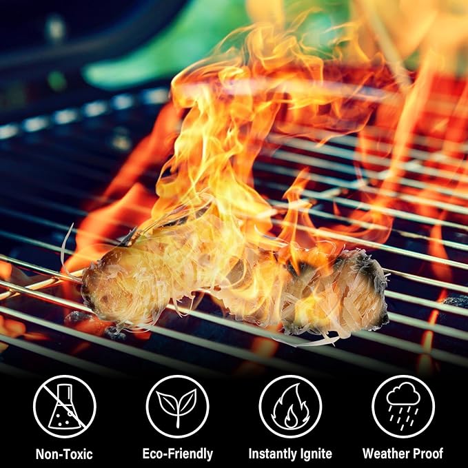 HGD Fire Starter(32pcs), Natural Charcoal Starters, Firestarters for Indoor Fireplace, BBQ, Campfire, Wood Stove, Chimney, Fire Pit, Grill, Smoker, Indoor Outdoor Use, Weather-Resistant,
