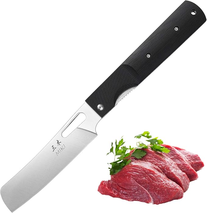 Miki Sharp 440A Stainless Steel Blade Japanese Kitchen Chef Folding Pocket Knife for Outdoor Camping Cooking (Chef Blade)