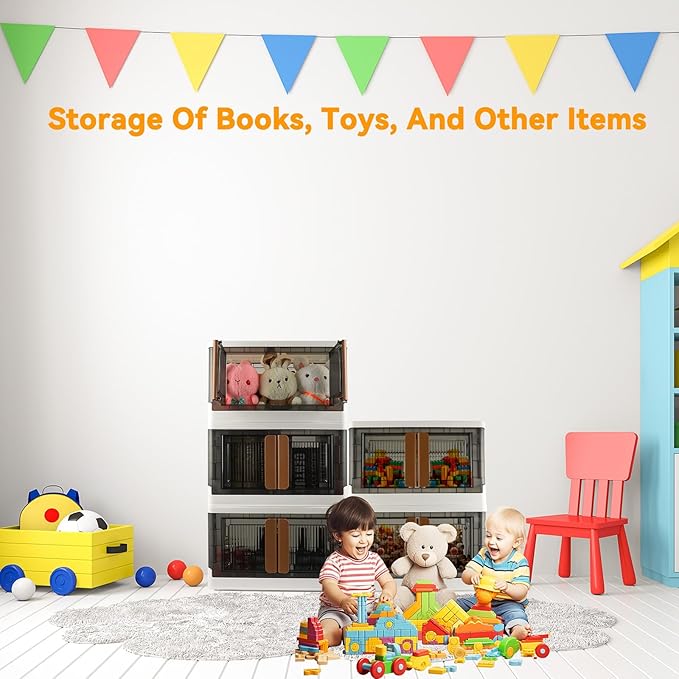Storage Bin, Cabinet with Lids, Home Organizer, 8.4 Gallon Capacity, With Double Door, Bottom Wheels, Foldable, Plastic, Underbed or Countertop Use