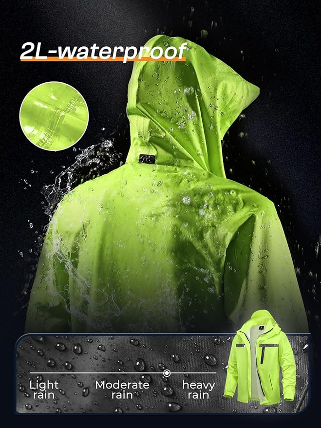 Men's Rain Suit High Visibility Reflective Work Rain Jacket Pants for All Sport Farm Fishing Motorcycle