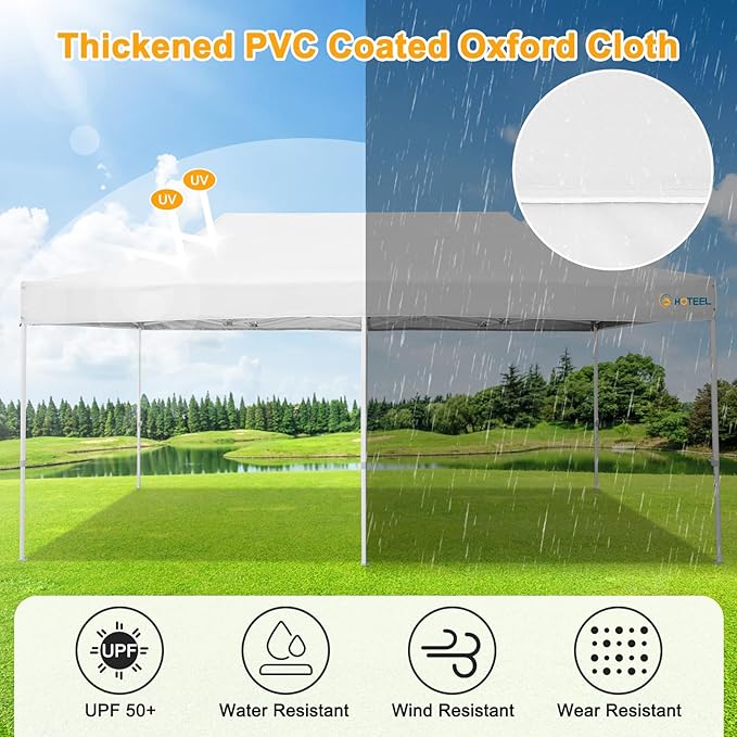 HOTEEL 10x20 Heavy Duty Pop Up Canopy Tent for Parties Event Wedding Commercial Instant Canopy with Roller Bag, Party Tent Waterproof UV 50+&Windproof, Upgraded Thick Hexagonal Legs, White