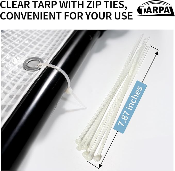 TARPAL 3'x6' Clear White Tarp Heavy Duty Waterproof 12mil with Grommets or Zip Ties for Small Greenhouse for Outdoors Garden,Farm,Chicken Coops