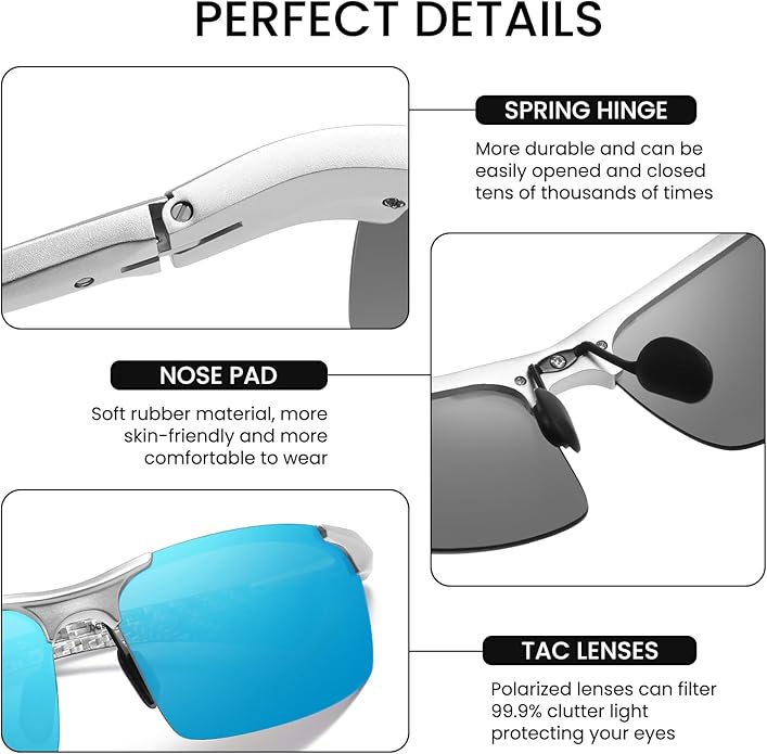 DUCO Mens Sunglasses Polarized Sports Fishing Running Driving Carbon Fiber Sunglasses for Men UV400 Protection DC8277
