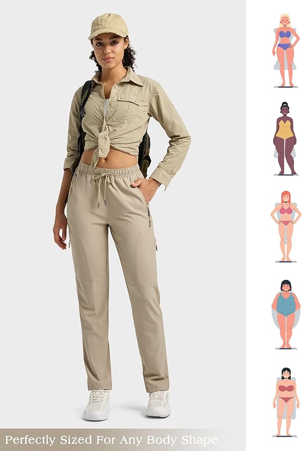 Willit Women's Hiking Pants Quick Dry Cargo Pants Lightweight Water Resistant Travel Golf Pockets Petite/Regular/Tall