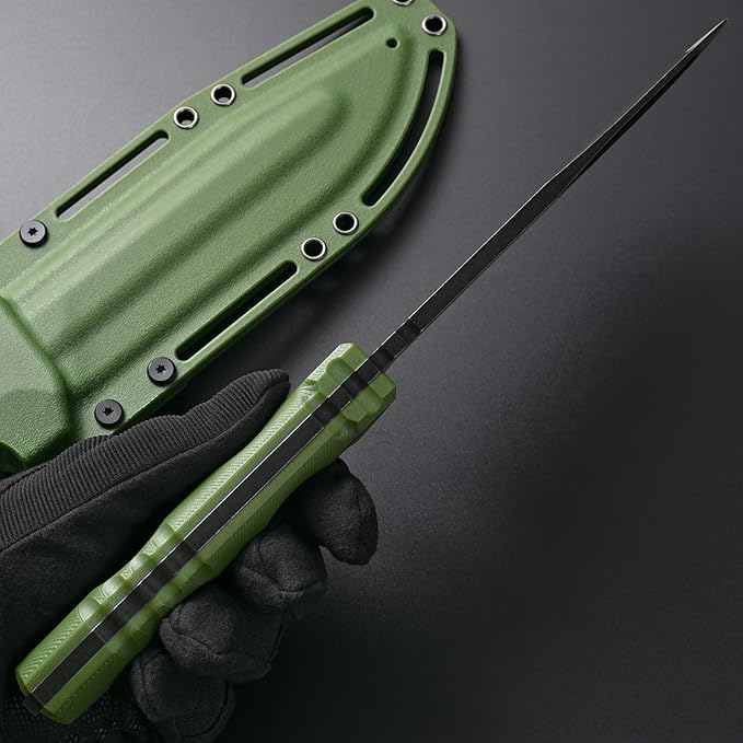 GTK7 Fixed Blade Knife DC53 Steel Blade Full Tang Nylon Fiberglass Handle EDC Fixed Knifes for Outdoor Camping Hunting (green)