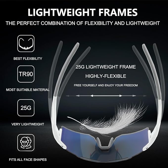 OULAIQI Cycling Sunglasses Polarized Sunglasses for Cycling Men Women with 1 Lens or 3 Interchangeable Lens Baseball Glasses