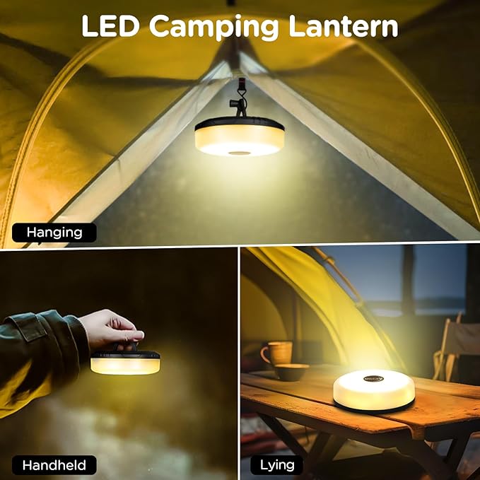 OGERY 3-Pack Camping String Lights, 2 in 1 Quick Storage 32.8FT Rechargeable Tent Lights String with 8 Lighting Modes, Hanging Waterproof Portable LED Lamp for Christmas Decor Party Bedroom Yard