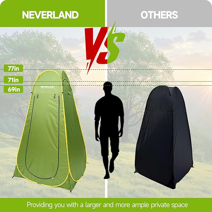 NEVERLAND Pop up Privacy Shower Tent - Portable Changing Shower Tent, Dressing Room, Bathroom, Outdoor Rain Shelter for Camping, Hiking, Beach (Green)