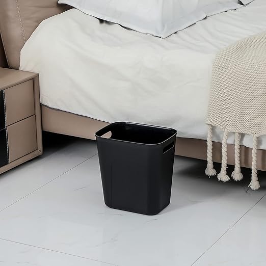 UUJOLY Plastic Small Trash Can Wastebasket, Garbage Container Basket for Bathrooms, Laundry Room, Kitchens, Offices, Kids Rooms, Dorms, 3.5 Gallon, Black, 3 Pack