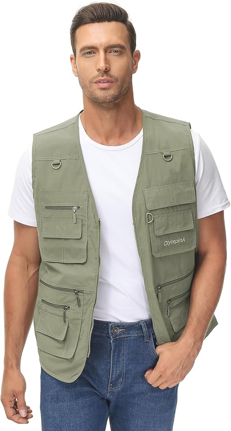 Lentta Men's Fishing Vest Summer Outdoor Lightweight Work Photo Vest 16 Pockets