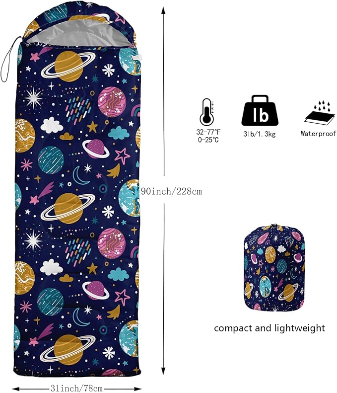 Print sleeping bag,sleeping bags,Outdoor Camping Sleeping Bag,Suitable For Children Boys And Girls Portable,Waterproof,Compact And Lightweight,Great For Outdoor Camping,Backpacking And Hiking