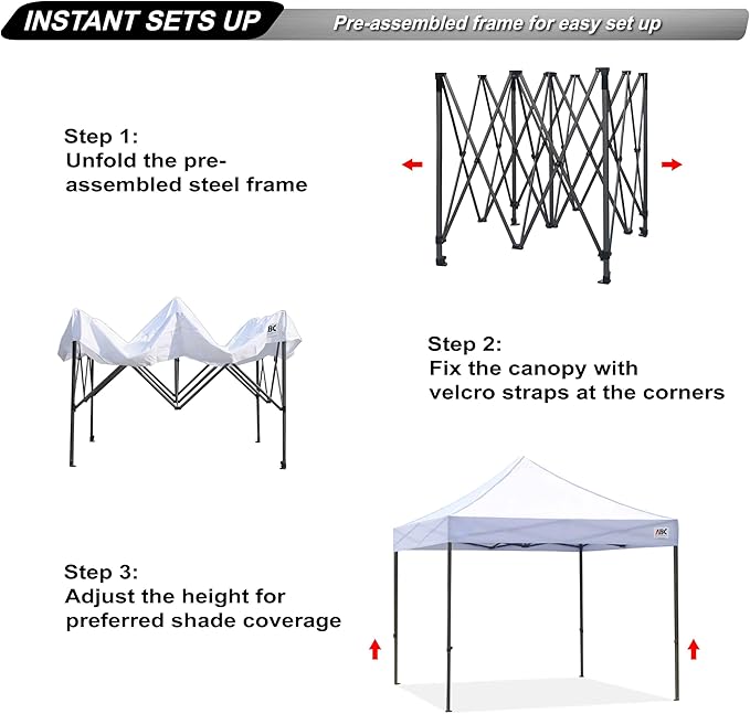 ABCCANOPY Patio Pop Up Canopy Tent 10x10 Commercial-Series (White)