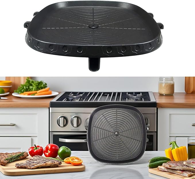Korean Style Square Grill Pan with Maifan Coated Surface,Non-stick Smokeless Barbecue Stovetop Plate for Indoor Outdoor BBQ 32x32cm/12.5x12.5in