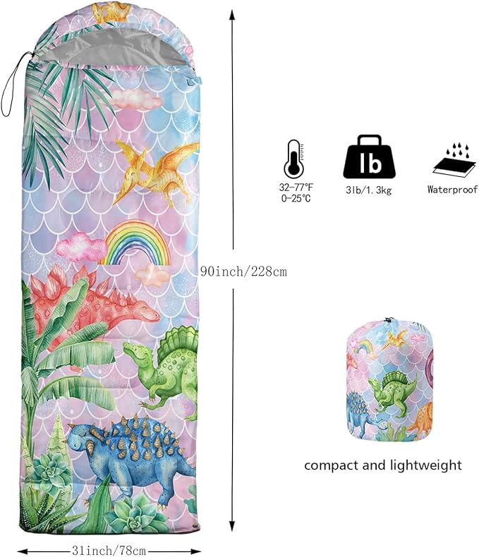 Kids Sleeping Bag for Boys Girls,Checkerboard Cat Print-Lightweight Warm Portable Outdoor Indoor-Waterproof Cold Weather Resistant Sleeping Bag for Camping Hiking