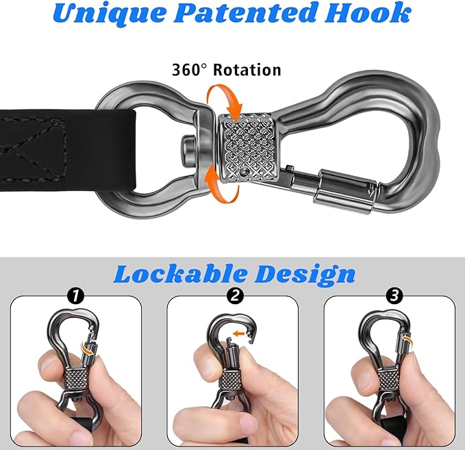 XiaZ Waterproof 6 FT Dog Leash, Line Lead for Large Medium Small Dogs Outside Walking, Playing, Camping, or Yard (6FT, Black)