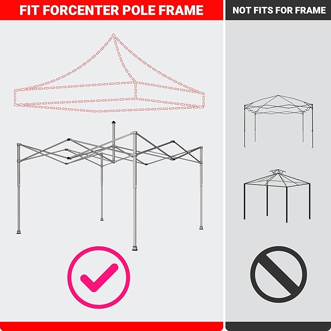 10x10 Canopy Replacement Top for Pop Up Canopy Tent - 4 Drainage Holes,10x10ft Canopy top Suitable for Most of The Standard Canopy(top only) (Red)