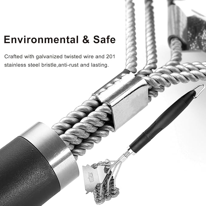 GRILLART Grill Brush and Scraper Bristle Free – Safe BBQ Brush for Grill – 18'' Stainless Grill Grate Cleaner - Safe Grill Accessories for Porcelain/Weber Gas/Charcoal Grill – Gifts for Grill Wizard
