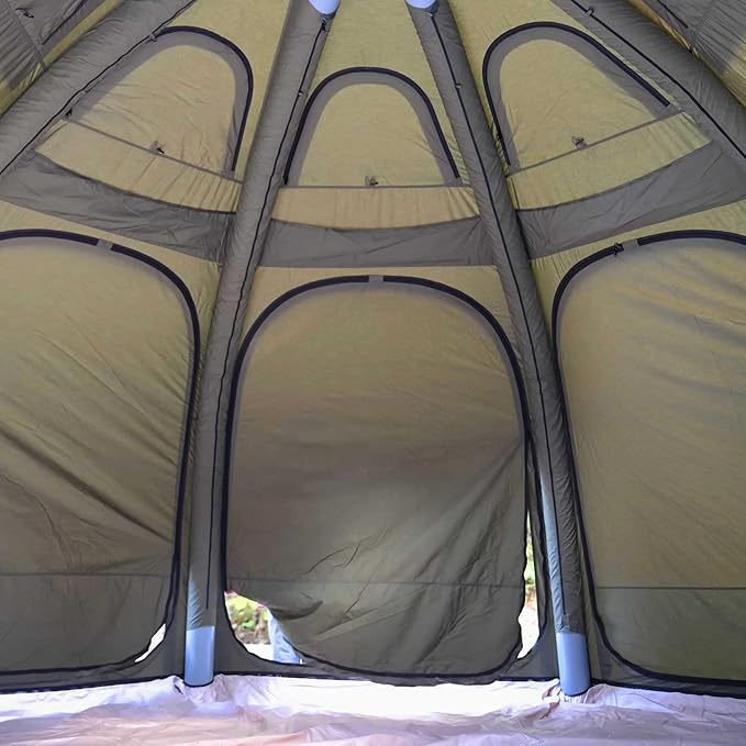 Coody | Rbm Outdoors Koala/Hub/Octopus Inflatable Tents for Camping with Stove Jack, 2/8/10 Person Luxury Canvas Blow Up Tent, 2 Room, Easy Setup Casa de Campaña, Large Inflatable House with Pump