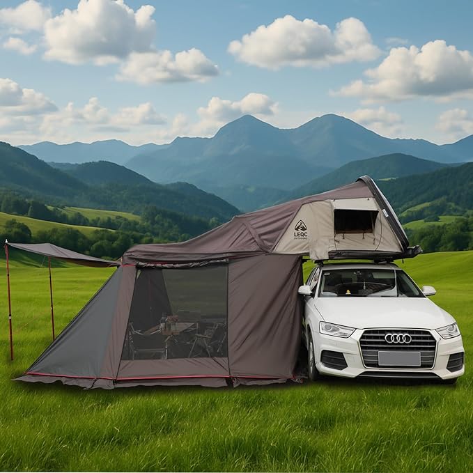 Rooftop Tent Hard Shell β Waterproof Car Tents with Modular Annex Room, Skylight & Rear Awning, Easy Up Roof with Ladder, 2β3 Person Tents for Overlanding & Car Camping