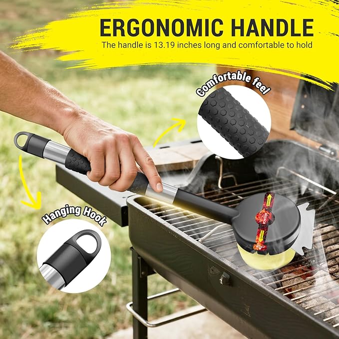 Grill Brush BBQ Replaceable Scraper Cleaning Head, Bristle Free, Safe for Stainless Steel & Cast Iron Grates, Premium Aramid Fiber, Dishwasher Safe