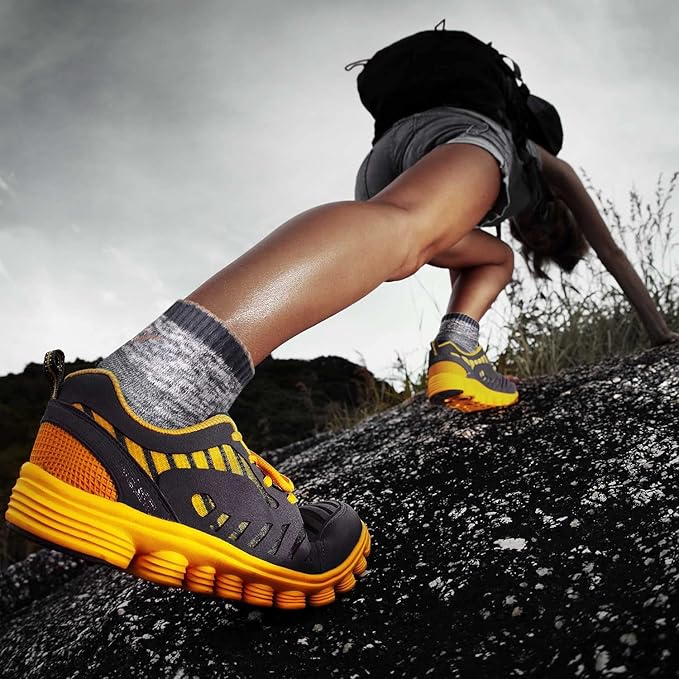 FEIDEER Men's Women's Hiking Walking Socks, Unisex Moisture Wicking Cotton Cushion Ankle Quarter Crew Socks with Arch Support