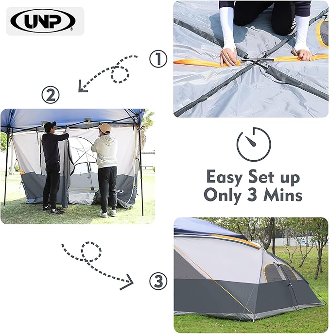 UNP Camping Cube | Pop Up Canopy Side Tent for 10' x 10' Canopies Tent Easy Set Up Gazebo Gray (Canopy/SHELTER NOT Included)