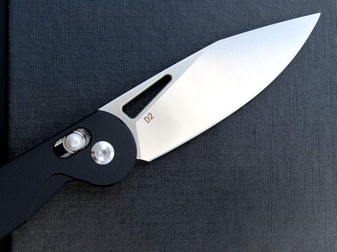 Eafengrow EF950 Folding Knife Pocket Knives D2 Steel Blade G10 Handle Ball Bearing with Pocket Clip Outdoor Camping Knifes(Black)