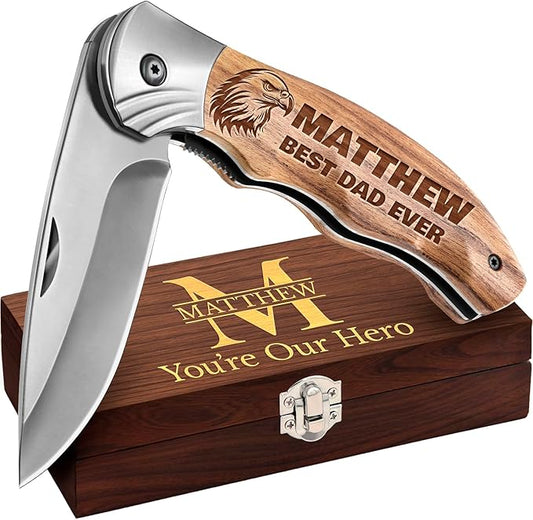 Custom Knife for Men and Women - Personalized Idea Gifts - Engraved Gifts for Dad Husband Boyfriend Wife Girlfriend - Customized Pocket Knives for Birthday - Best Unique Present 6651 PS 2V