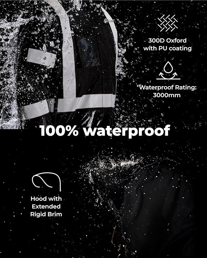 toolant 100% Waterproof Safety Jackets for Men, Hi Vis Reflective Work Jackets, Construction Rain Coats for Cold Weather