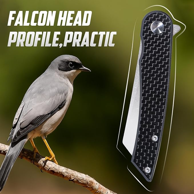 Folding Pocket Knife, 2.79” 14C28N Steel Blade Carbon Fibre Handle Flipper Liner Lock Small Praxis EDC Folding Knife, Sharp Camping Outdoor Survival Knives for Men Women (Black)