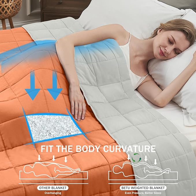 Weighted Blanket for Adults 20lbs, 48"x72" Twin Size Cooling Heavy Blanket for 130-220lbs with Premium Glass Beads, Soft Thick Big Blankets for All-Season Sleeping Comfort Breathable, Orange