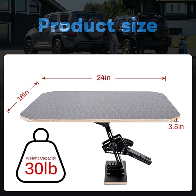 Portable Car Tailgate Table for Camping, SUVs, Vans | Folding Outdoor Vehicle Table for Road Trips, Tailgating, Work, & On-The-Go