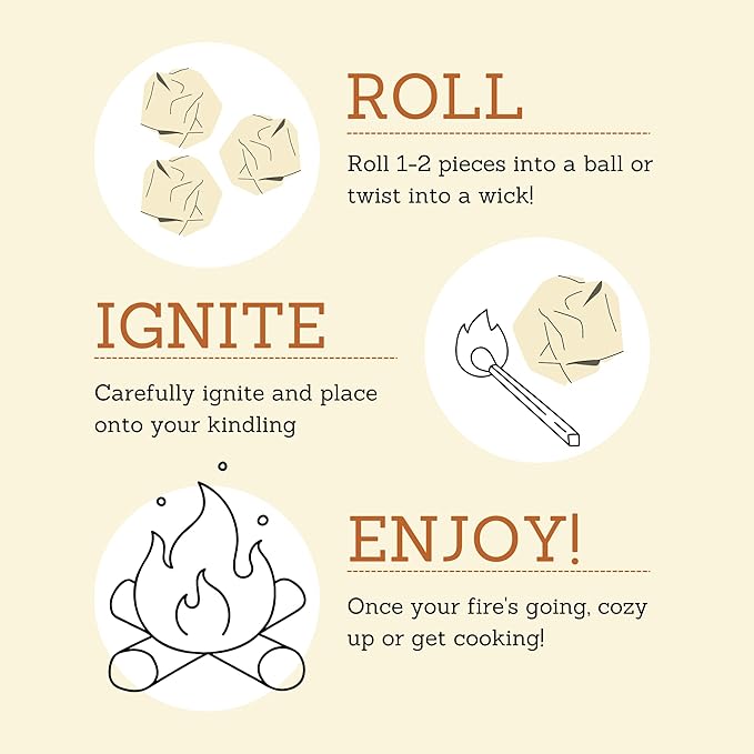 Bee's Wrap ReKindle Natural Fire Starters - Made in USA Fire Starter from Organic Beeswax Wraps for Food - Safe for Indoor/Outdoor Use, Camping Supplies - Natural Firestarter Starts 25 Fires