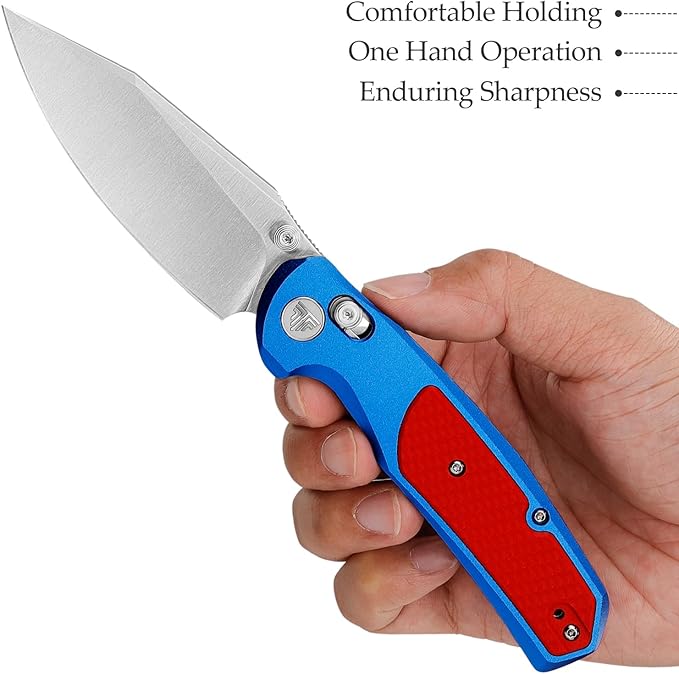 Axis Knives,3.34” Folding Knife for Men, EDC Pocket Knife with Clip,14C28N Steel Blade, Thumb Stud ,Aluminium & G10 Handle. Hiking Camping Tool,Hornet-08L