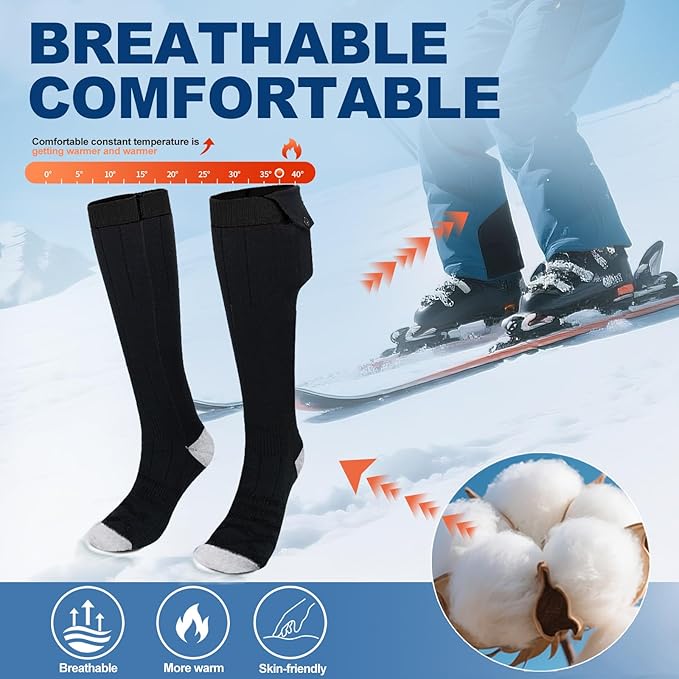 Heated Socks, Electric Heated Socks for Men Women, Electric Heated Foot Warmer, Rechargeable Heated Socks Work Up to 8 Hours, Washable Heating Socks with App Control for Winter Outdoor Skiing Hunting