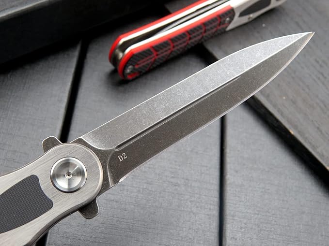 Eafengrow EF970 Folding Knife D2 Steel Blade G10 Handle EDC Tool Knife for Working Camping Hiking(Desert)