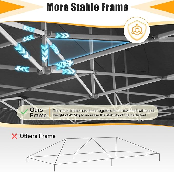HOTEEL Tents for Parties 10x30 Pop Up Canopy Tent Heavy Duty with 8 Sidewalls, Commercial Party Tent Event Wedding Instant Canopy Waterproof with Carry Bag, UV 50+, Thicked Hexagonal Legs, Black