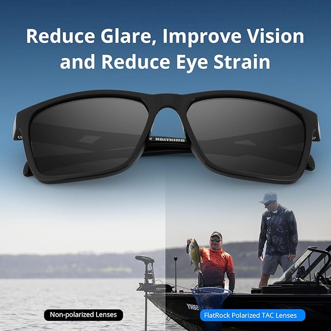 KastKing FlatRock Polarized Sport Sunglasses for Men and Women, Ideal for Driving Fishing Cycling Running, UV Protection