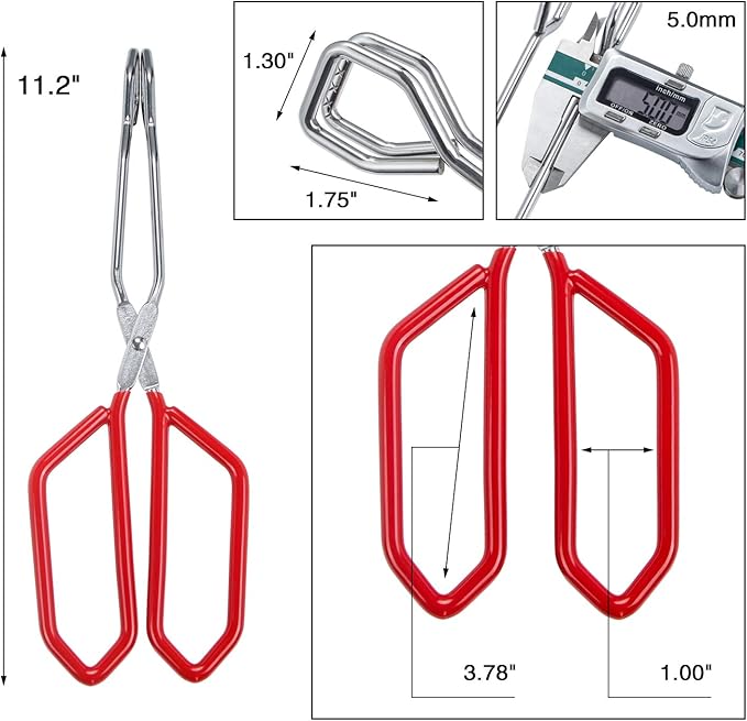 MSY BIGSUNNY Stainless Steel Scissor Tongs Heavy Duty Cooking Tongs with Soft Handles (2, red 11" + 11")