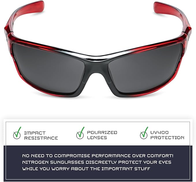 Nitrogen Polarized Wrap Around Sport Sunglasses for Men Women UV400 Driving Fishing Running Sun Glasses