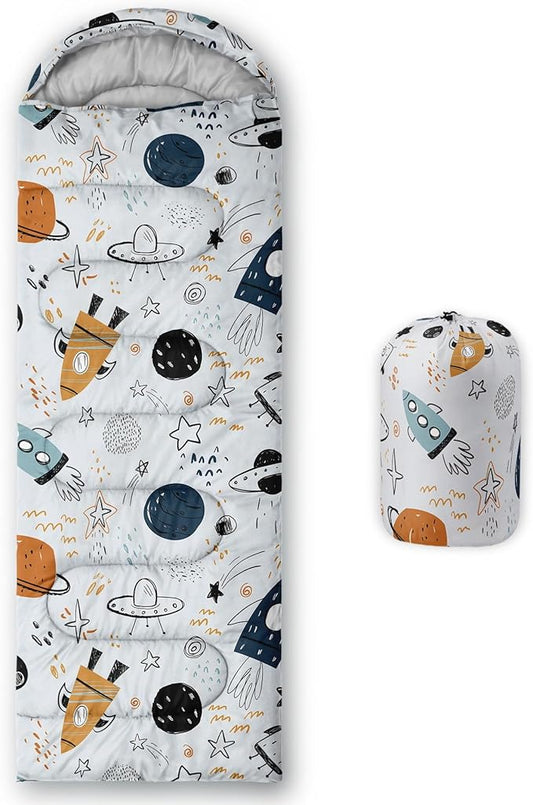 Kids Sleeping Bag for Boys Girls,Checkerboard Cat Print-Lightweight Warm Portable Outdoor Indoor-Waterproof Cold Weather Resistant Sleeping Bag for Camping Hiking