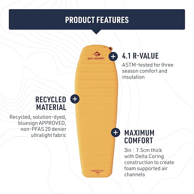 Sea to Summit Pursuit Plus SI Sleeping Mat, Tapered - Large (78 x 25 x 3 inches)