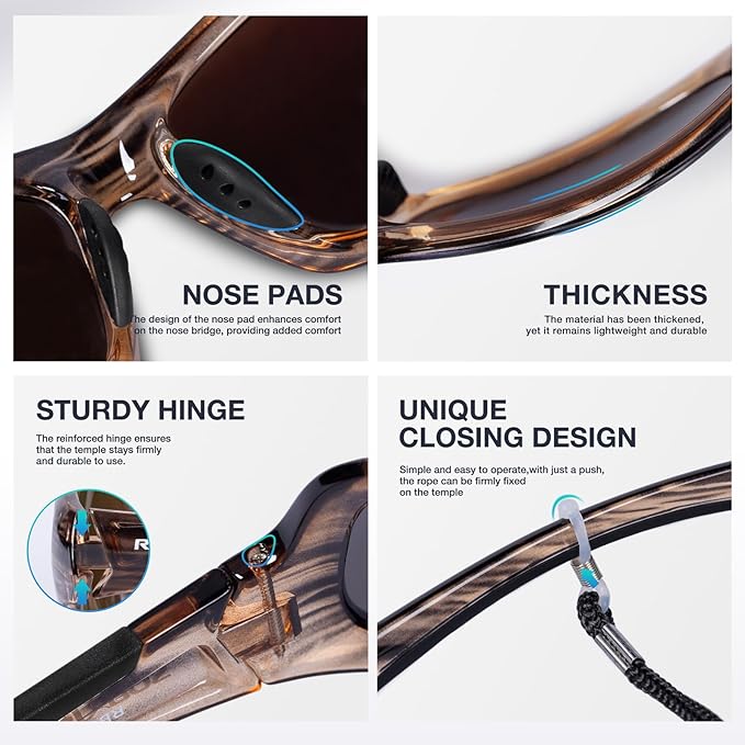 RIVBOS Polarized Sunglasses UV400 Protection for Men's and Women's Fishing, Cycling, and Outdoor Activities RB832