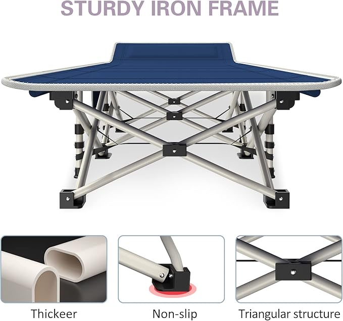 Camping Cot with Comfortable Mattress Cots for Sleeping Premium Fabric Camping Bed Easy Setup Folding Cot with Carry Bag for Guest Bed Adults Home Office Outdoor