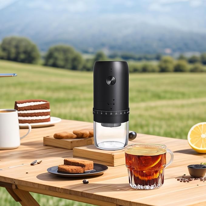 Portable Battery Powered Burr Coffee Grinder with 40 Adjustable Settings and 35g Capacity, 1800mAh Rechargeable Coffee Bean Grinder with Conical Ceramic Burr for Travel, Camping, Office, Espresso etc