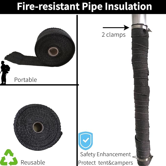 DANCHEL OUTDOOR Stove Jack Kit with Rain Flap Cover for Dia. 4''/5.85'', Fire Resistant Wood Stove Hole for Canvas Tent Hot Tent Chimney, Side Wall A/C 4 Season