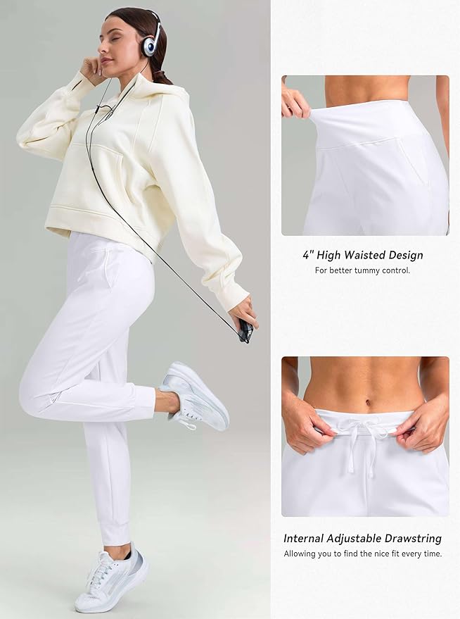 G Gradual Women's Fleece Lined Joggers High Waisted Water Resistant Thermal Hiking Pants Cold Weather Sweatpants with Pockets